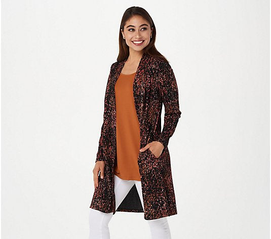 Susan Graver Petite Printed Novelty Knit Cardigan and Women's Tank Set