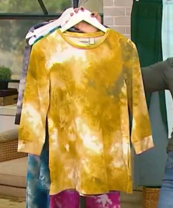 LOGO Lounge by Lori Goldstein Tie-Die 3/4 Sleeve French Terry Top