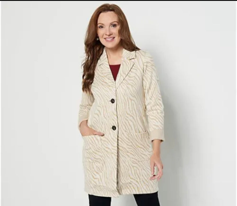 GRAVER Susan Graver Women’s Regular Jacquard Knit Coatigan