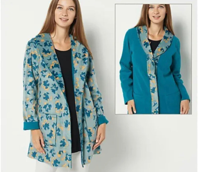 LOGO by Lori Women’s Goldstein Reversible Fleece Coat