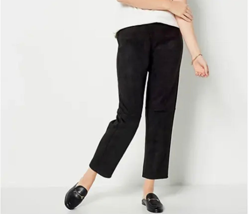 Isaac Mizrahi Live! Women’s Faux Suede Straight Ankle Pants