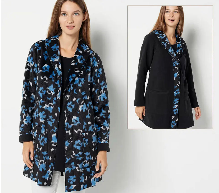 LOGO by Lori Women’s Goldstein Reversible Fleece Coat