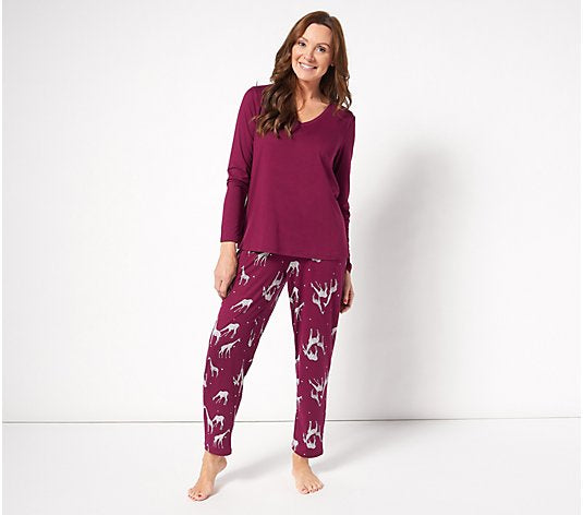 Anybody Petite Brushed Jersey Top and Printed Pant Sleep women's Set