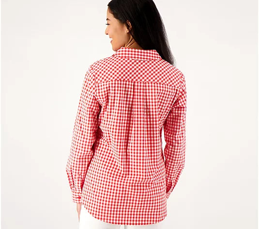 Joan Rivers Women’s Gingham Pullover Shirt Sz XS