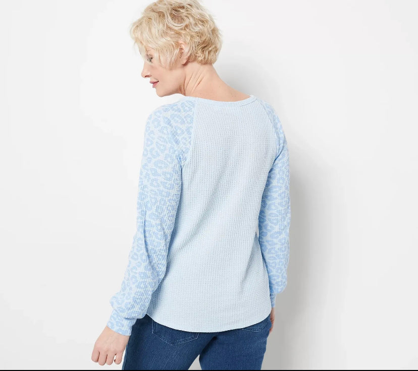 Belle by Kim Gravel Women’s Waffle Raglan Sleeve Top Shirt