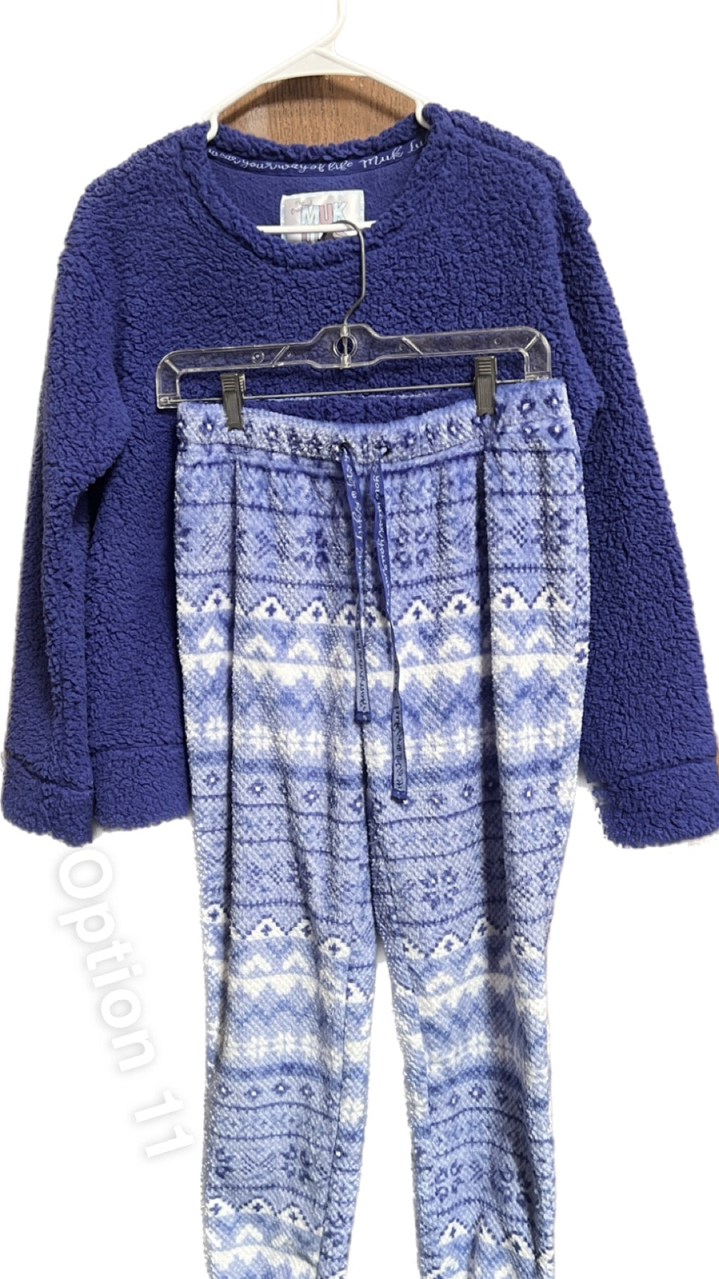 MUK LUKS Women’s PJ Set Faux Sherpa Top & Fleece Jogger Pant