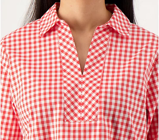 Joan Rivers Women’s Gingham Pullover Shirt Sz XS