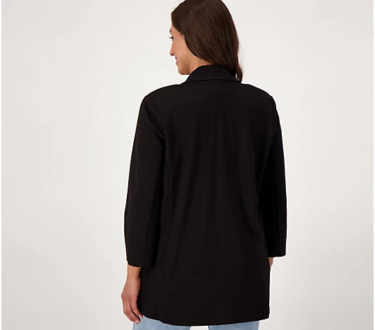 Attitudes by Renee Women’s Ponte Open-Front Girlfriend Blazer- Black