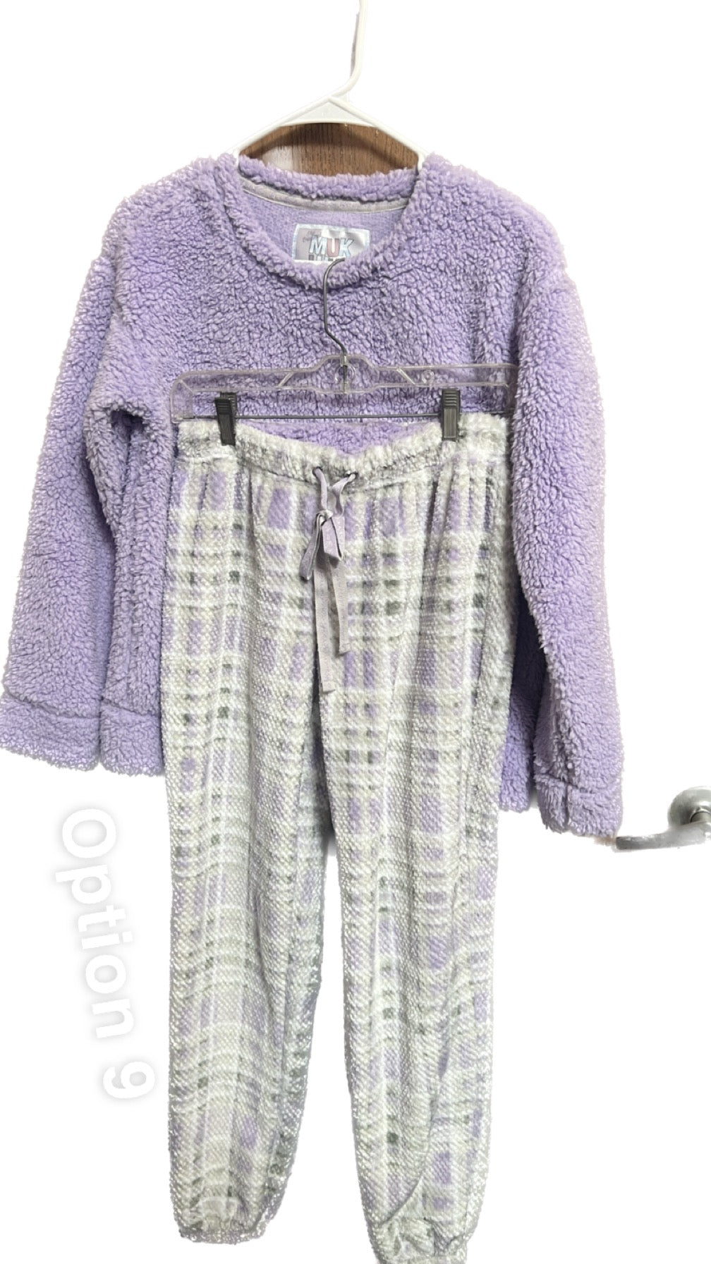 MUK LUKS Women’s PJ Set Faux Sherpa Top & Fleece Jogger Pant
