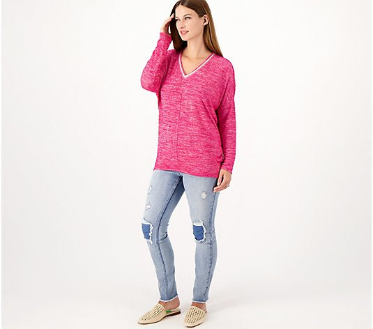Laurie Felt Women’s Heather V-Neck Dolman Lightweight Sweater