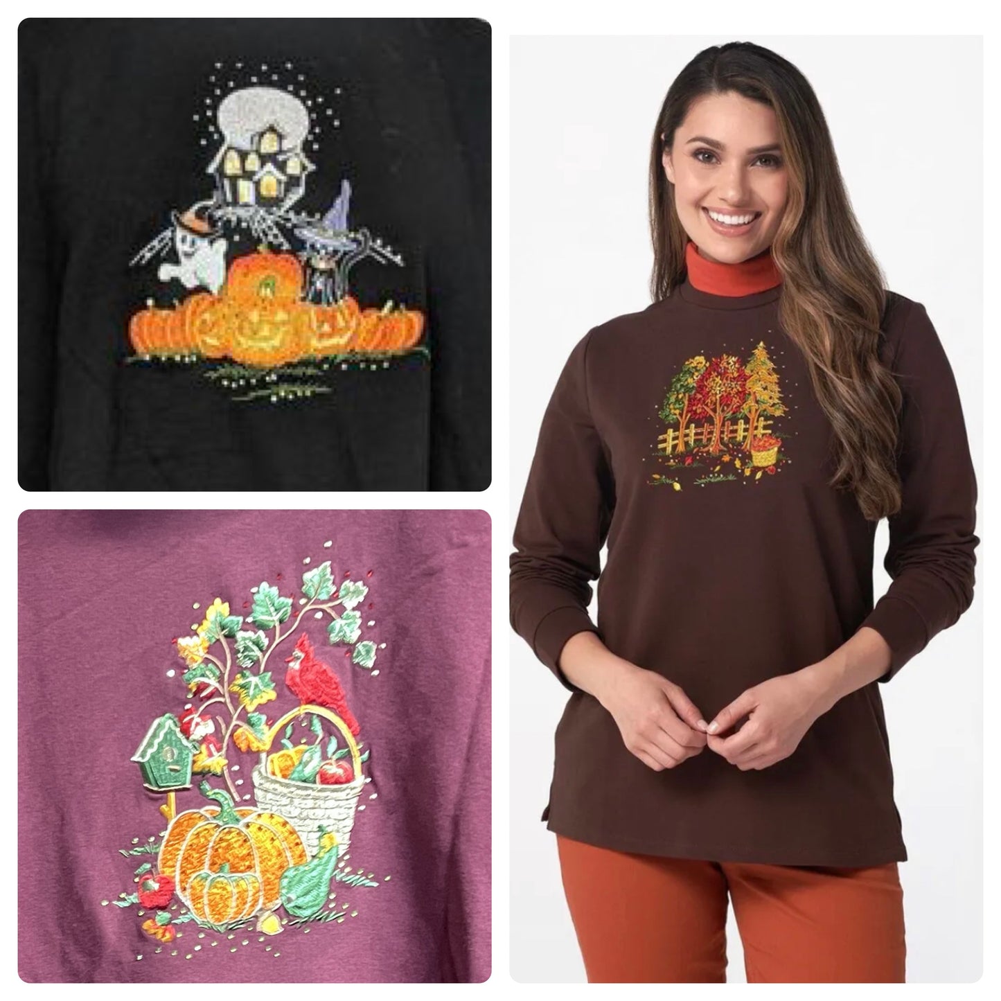 Quacker Factory French Terry Sweatshirt with Turtleneck Women's