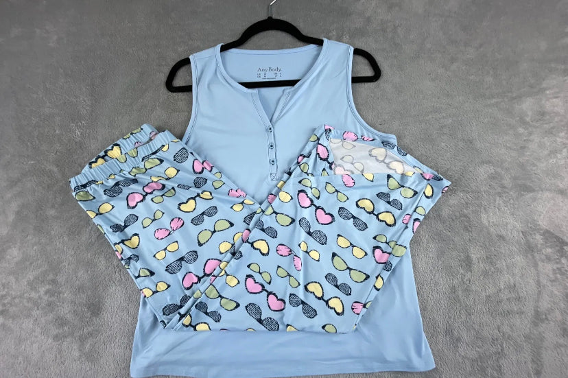 AnyBody Women’s Petite Brushed Jersey Henley Tank and Pant Set