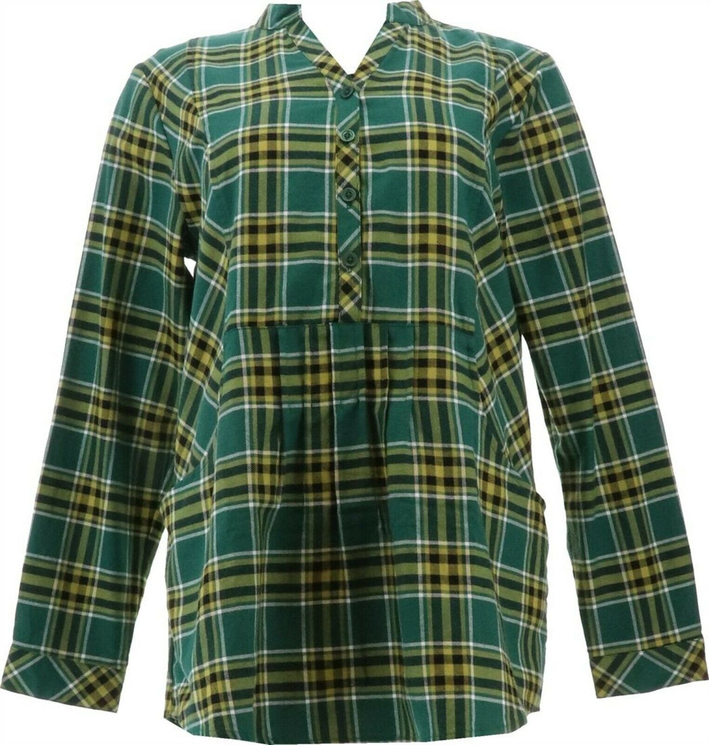 Joan Rivers Women’s Long- Sleeve Pullover Plaid Shirt with Pockets