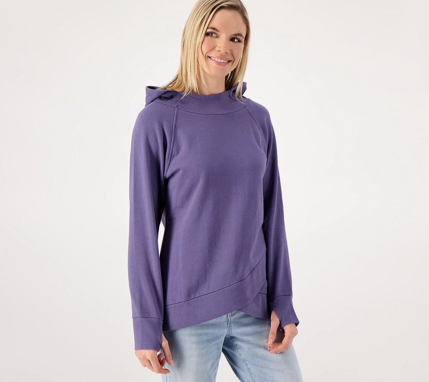 Mind Body Love by Peace Love World Women’s Crossover-Hem Pullover- Indigo