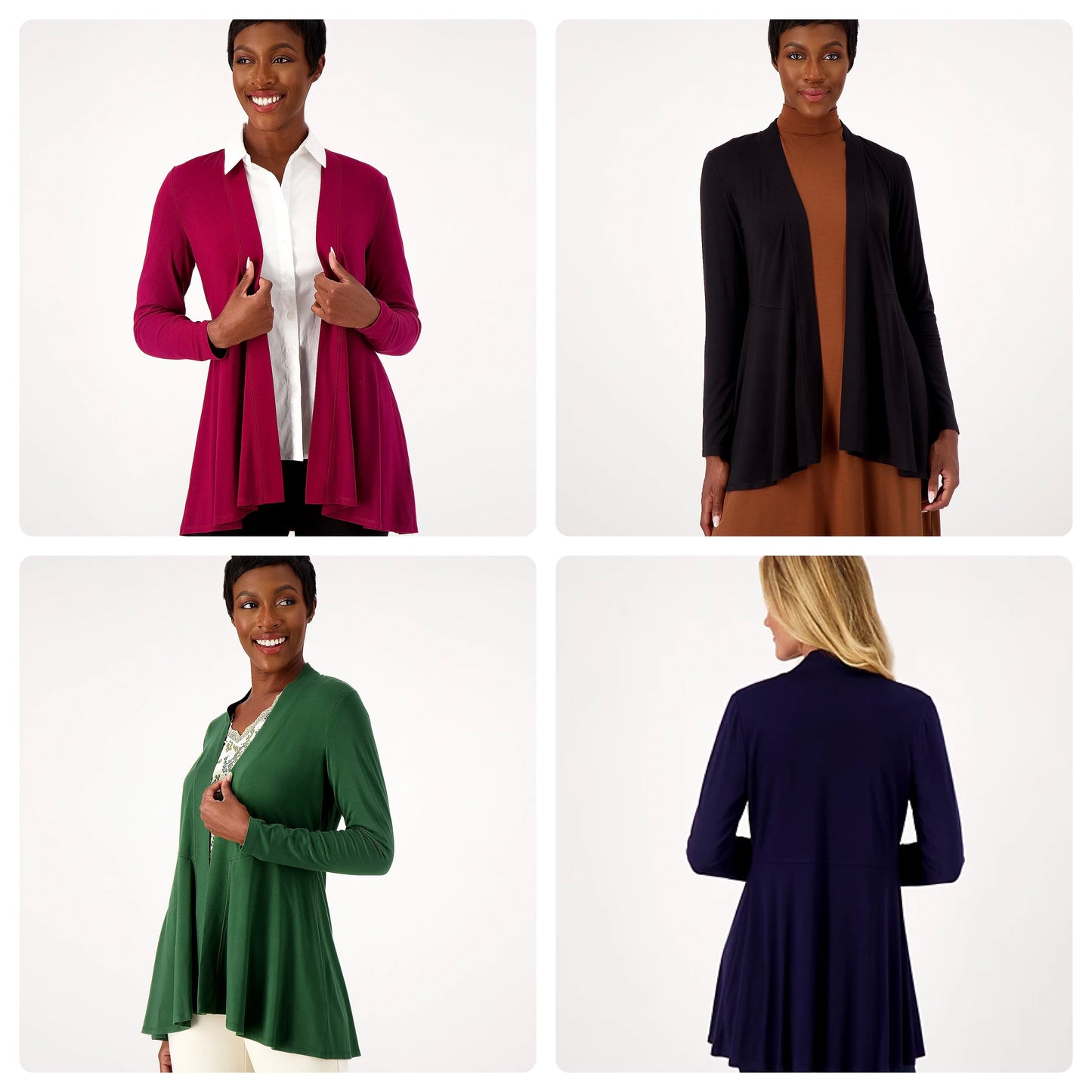 Susan Graver Weekend Essentials Pet Cool Touch Peplum Women's Cardigan