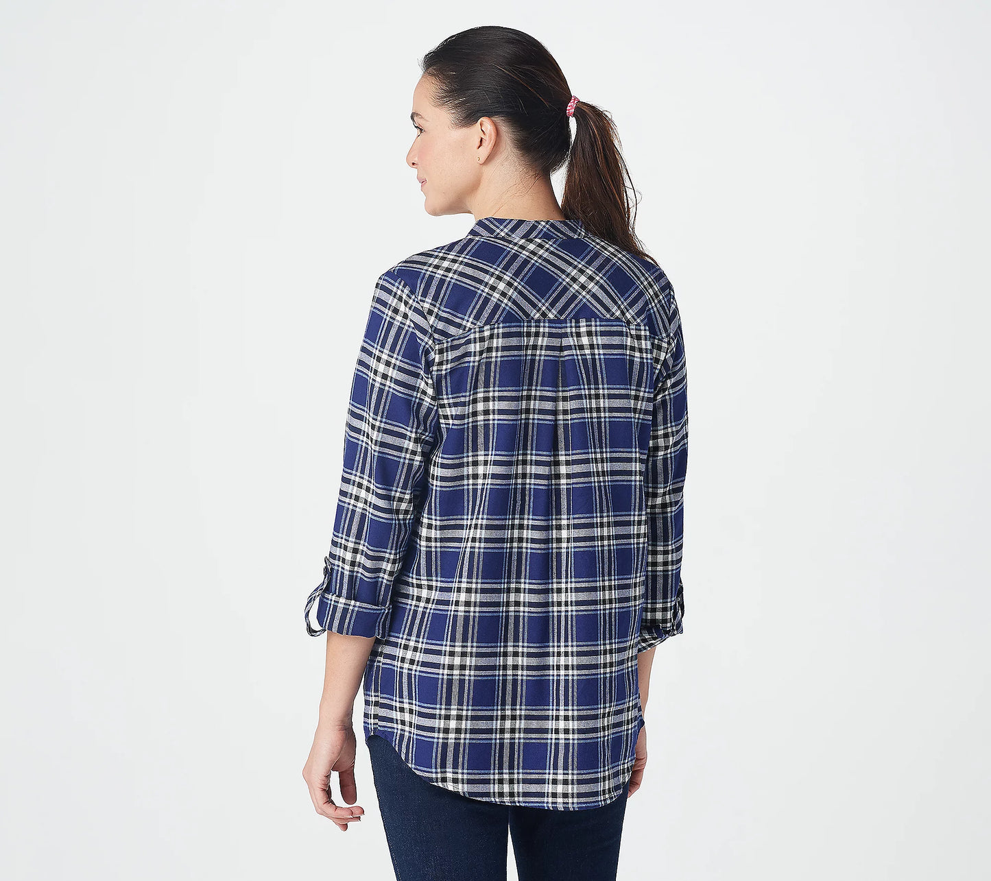 Joan Rivers Women’s Long- Sleeve Pullover Plaid Shirt with Pockets