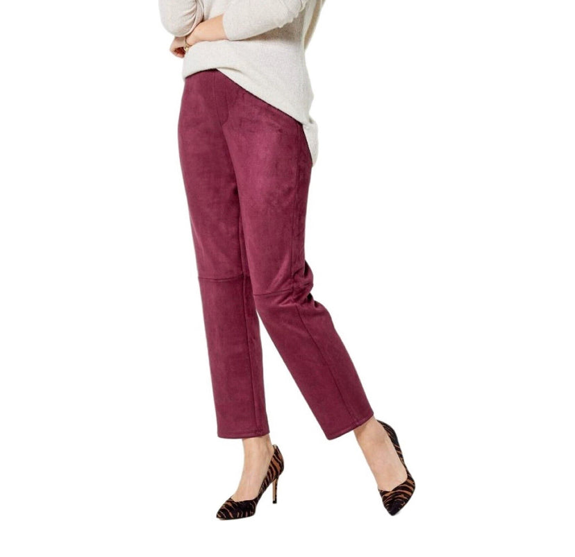 Isaac Mizrahi Live! Women’s Faux Suede Straight Ankle Pants