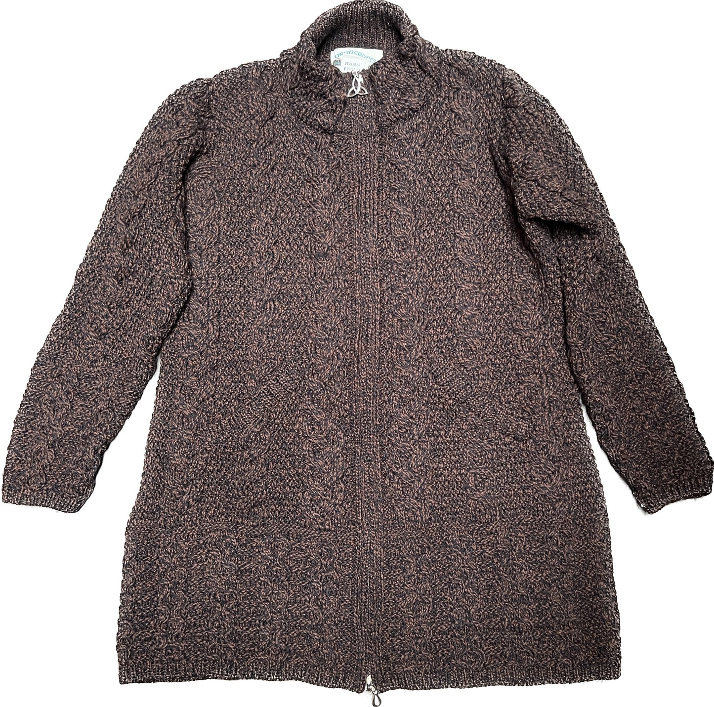 Aran Craft Merino Wool Women's Long Zip-Front Cardigan