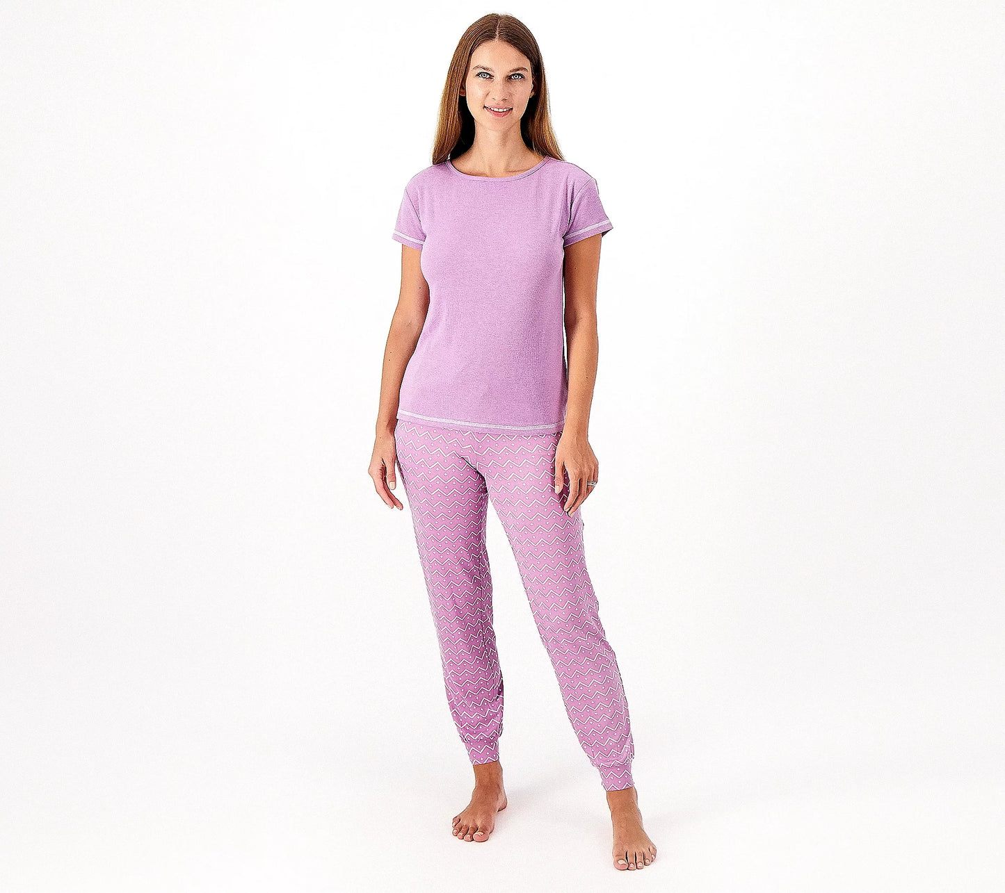 MUK LUKS Women’s Rib Knit Tee and Dream Knit Joggers