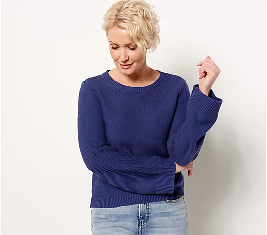 Candace Cameron Women’s Bure Novelty Stitch Sweater with Ribbon Back