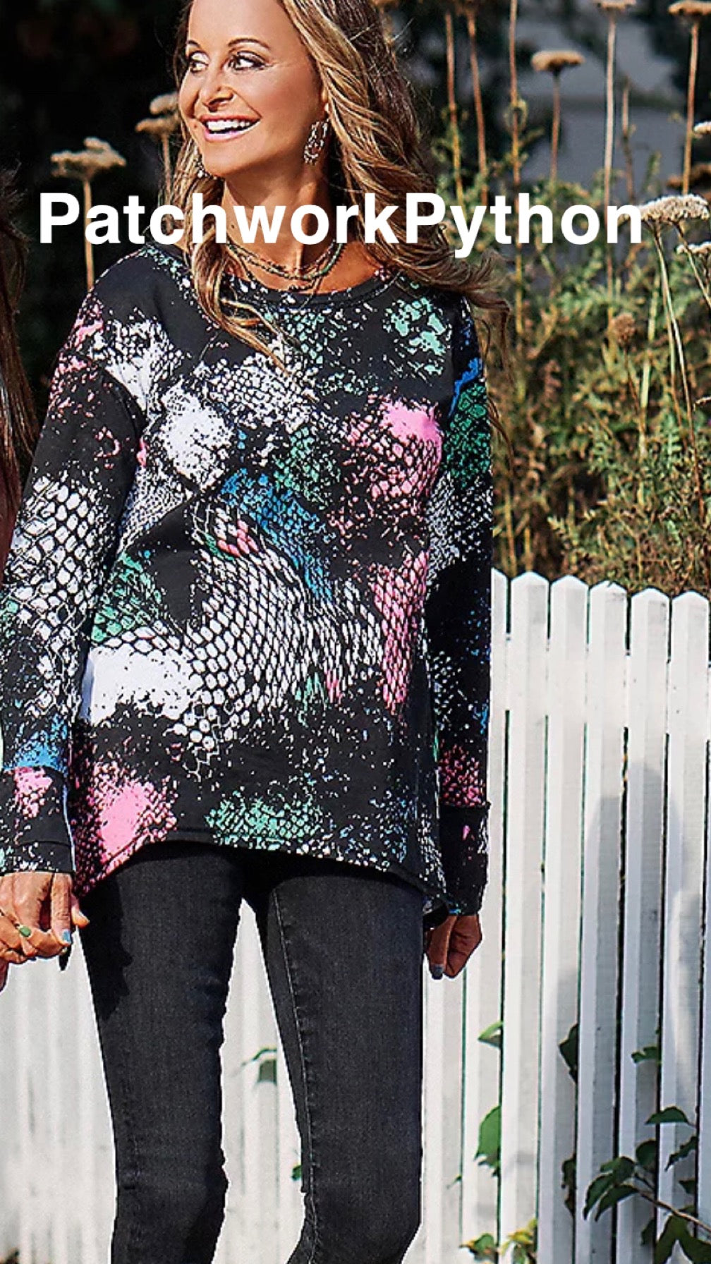 Seed to Style Women’s Organic Cotton Printed Long Sleeve Top w/Sharkbite Hem