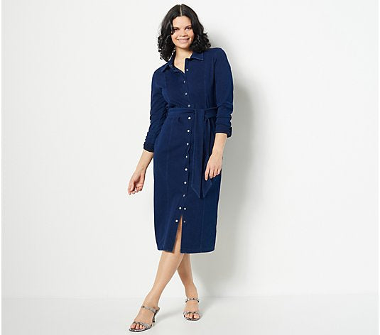 Women with Control Women’s Stretch Denim Duster Shirt Dress Women’s Dress Size XXS Petite