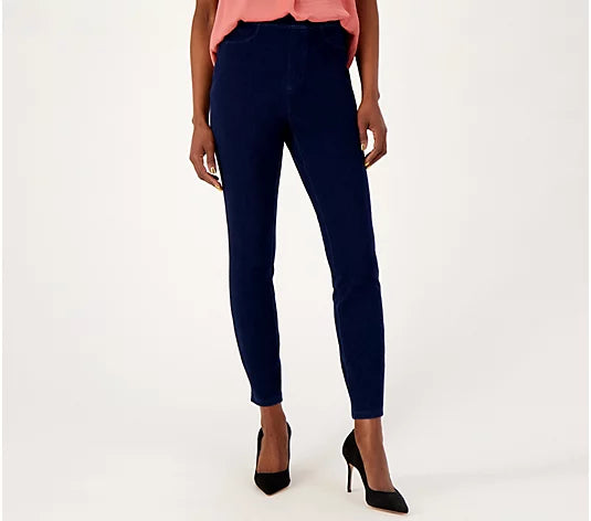 Susan Graver Women’s Regular Cool Touch Denim Pull-On Ankle Jean