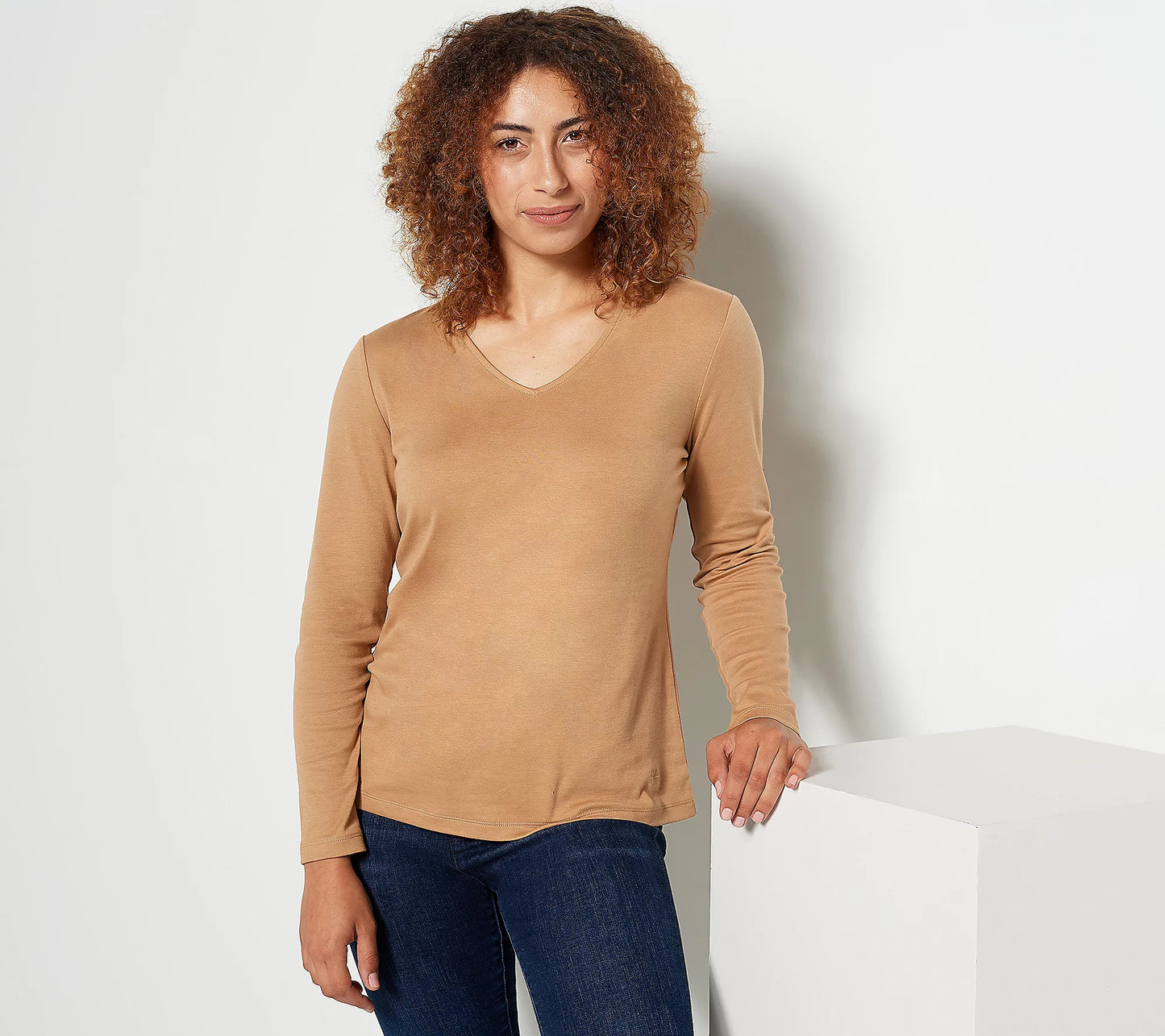 Issac Mizrahi Live! Women’s Essentials Pima Cotton V-Neck Top
