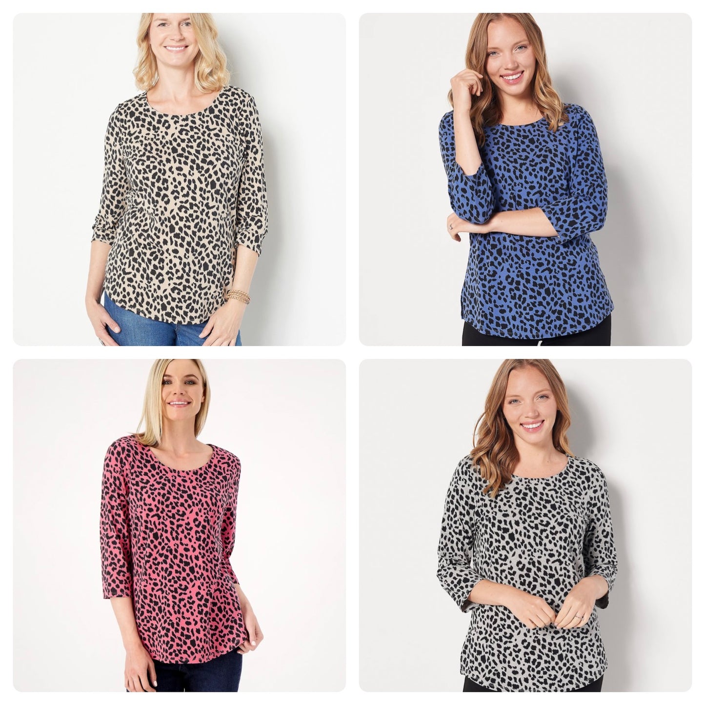 Belle by Kim Gravel Women’s TripleLuxe Knit 3/4 Sleeve Animal Shirt