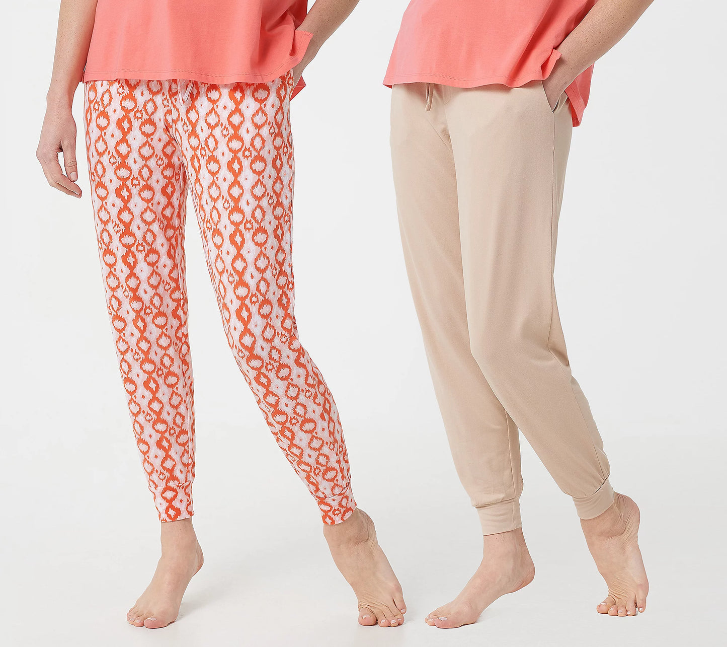 AnyBody Brushed Jersey Joggers w/Tie Women's Set of 2