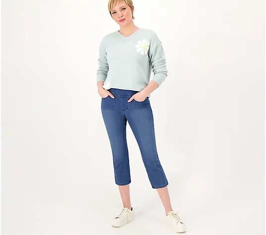 Belle by Kim Gravel Women’s Reg Primabelle Straight Leg Cropped Jean- Rinse Wash