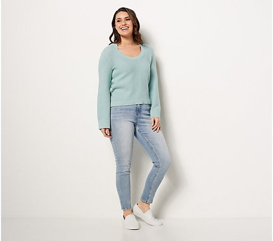 Candace Cameron Women’s Bure Novelty Stitch Sweater with Ribbon Back