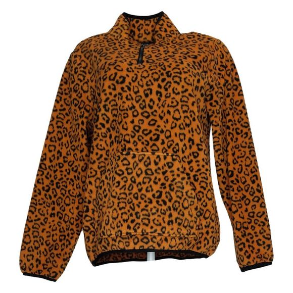 Susan Graver Weekend Printed Polar Fleece 3/4-Zip Pullover Women's Top