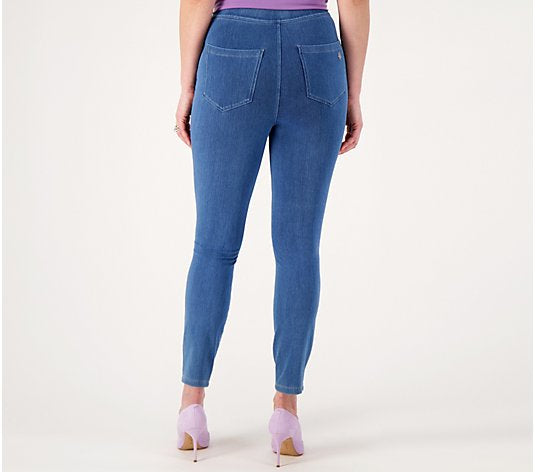 Susan Graver Women’s Regular Cool Touch Denim Pull-On Ankle Jean