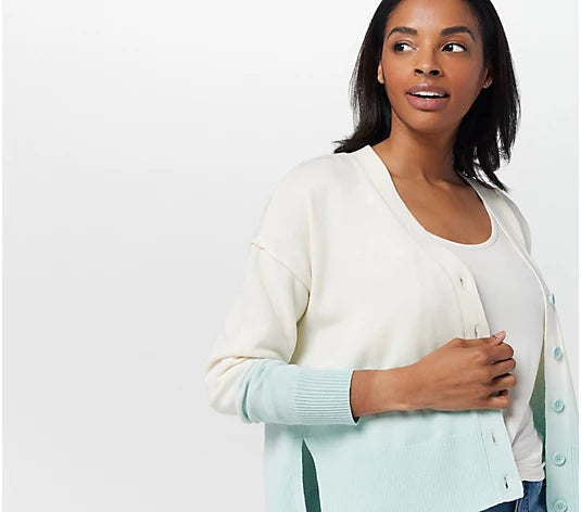 Candace Cameron Women’s Bure Dip-Dyed V-Neck Button-Front Cardigan