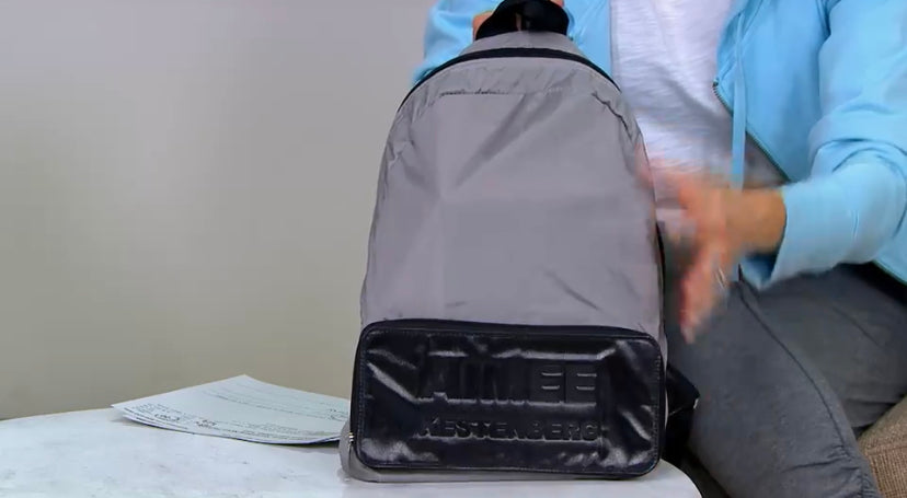 Aimee Kestenberg Women’s Nylon Packable Backpack with Leather Trim