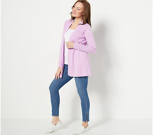 Isaac Mizrahi Live! Women’s Novelty Stitch Swing Sweater Cardigan
