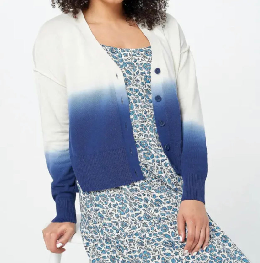 Candace Cameron Women’s Bure Dip-Dyed V-Neck Button-Front Cardigan