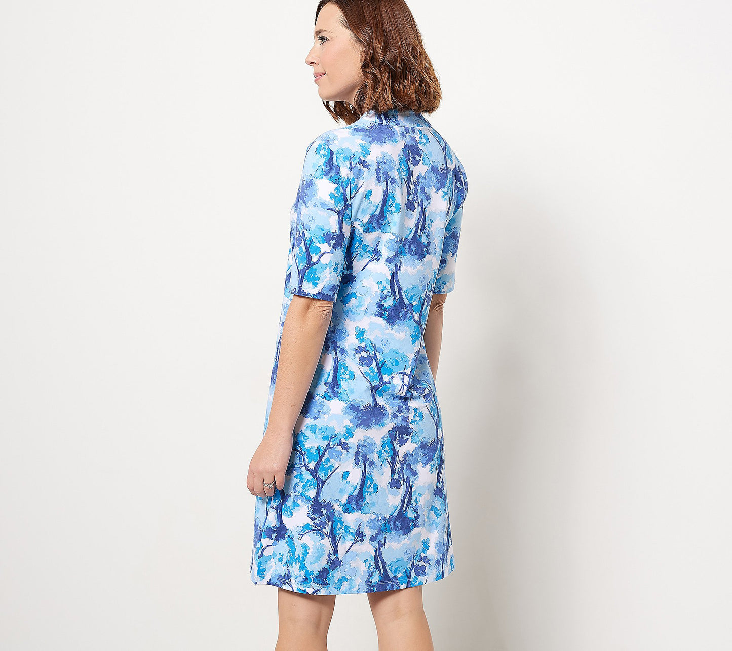 Isaac Mizrahi Live! Women’s Tall Printed V-Neck Swing Dress w/Elbow