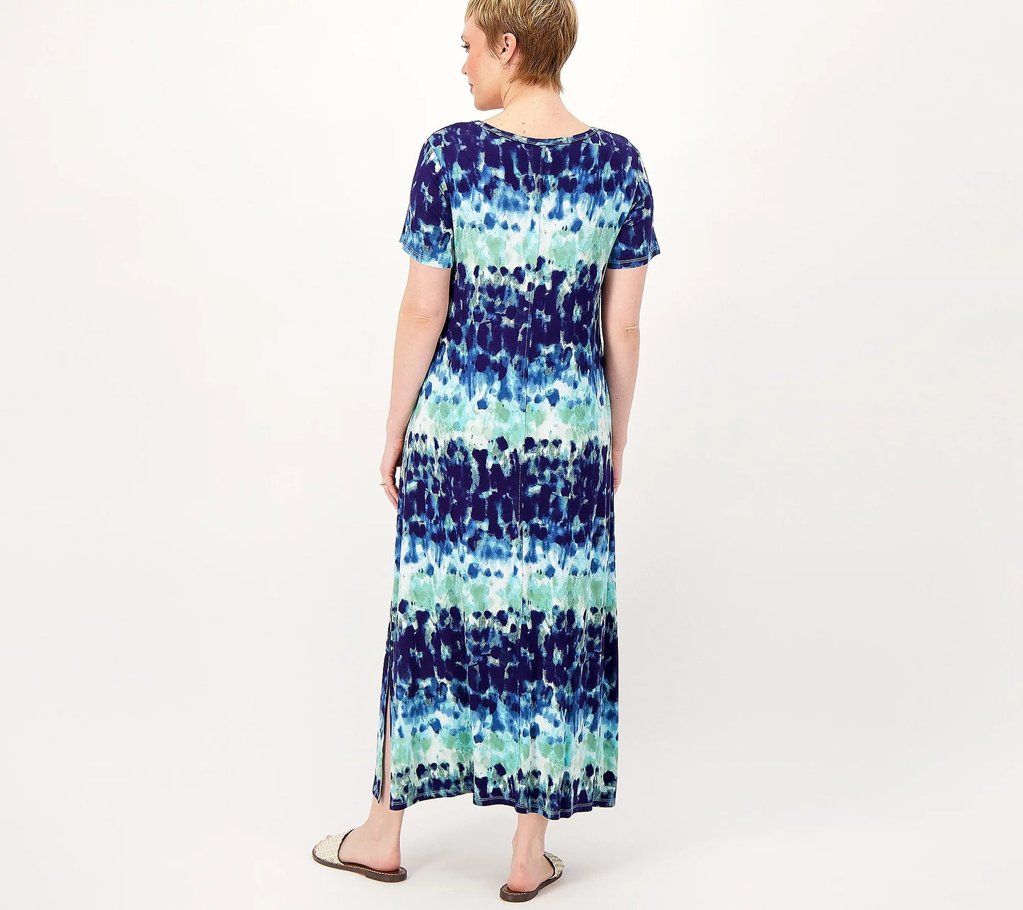 Belle by Kim Gravel Women’s Petite Size Tall XS Print or Solid V-Neck Maxi Dress- Underwater