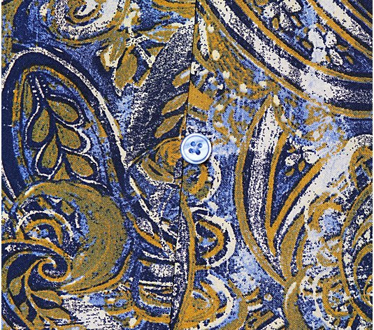 Denim & Co. Paisley Print V-Neck Button Front Women's Top