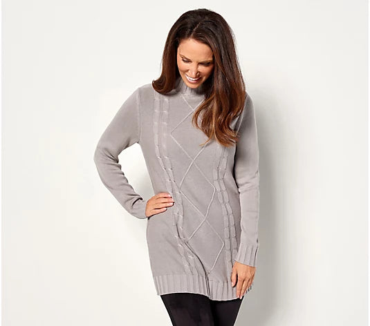 All Worthy Hunter McGrady Women’s Tunic Sweater- Grey