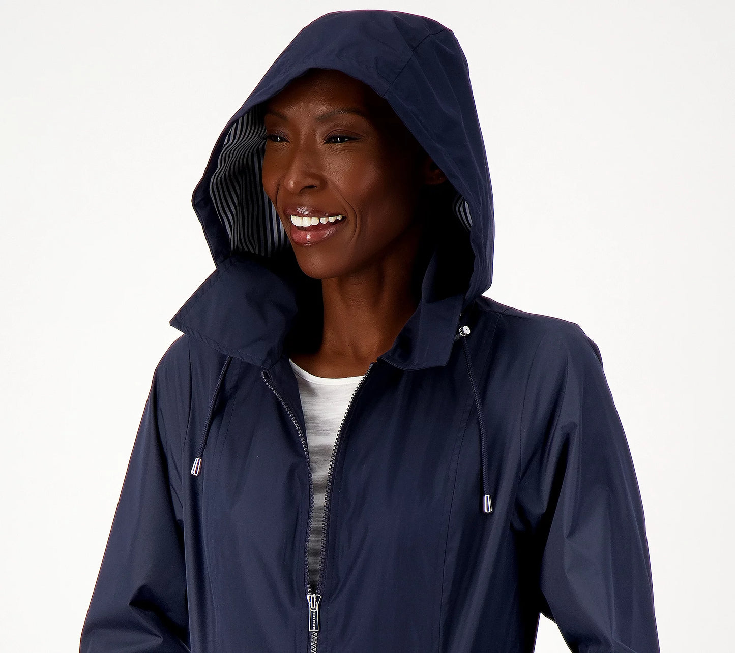 Susan Graver Women’s Water Resistant Zip Front Jacket with Stripe Lining