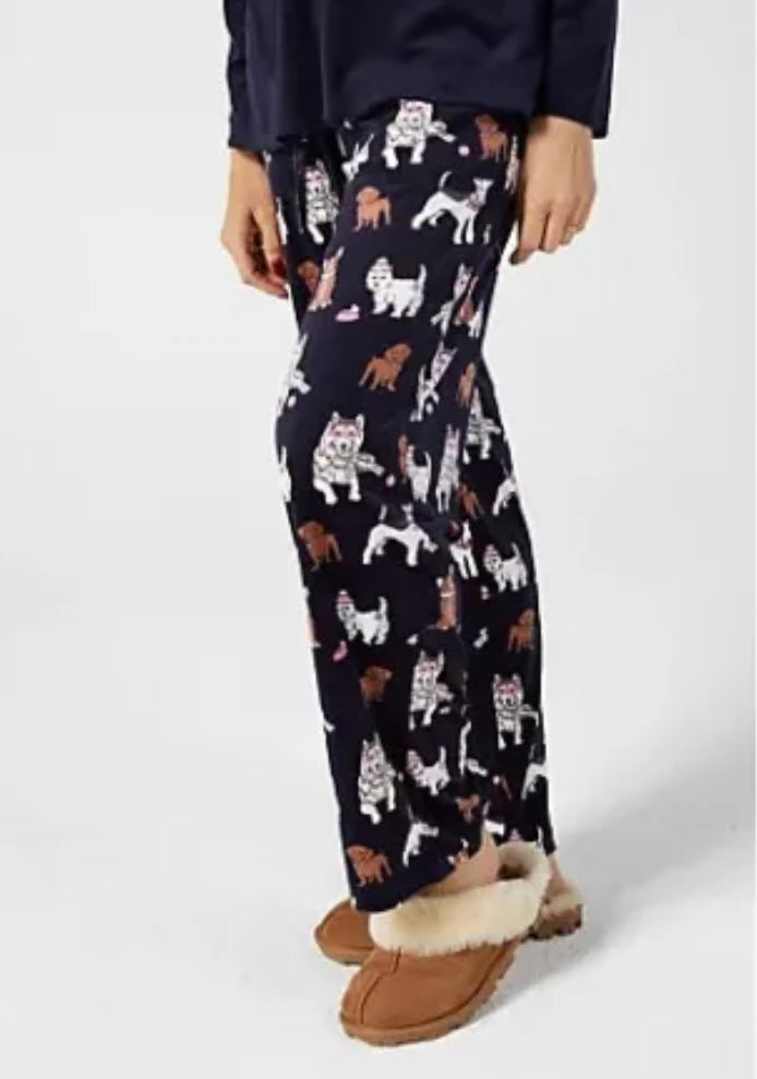 Carole Hochman Women’s Petite Silky Velour Fleece Crew Neck Novelty PJ Set
