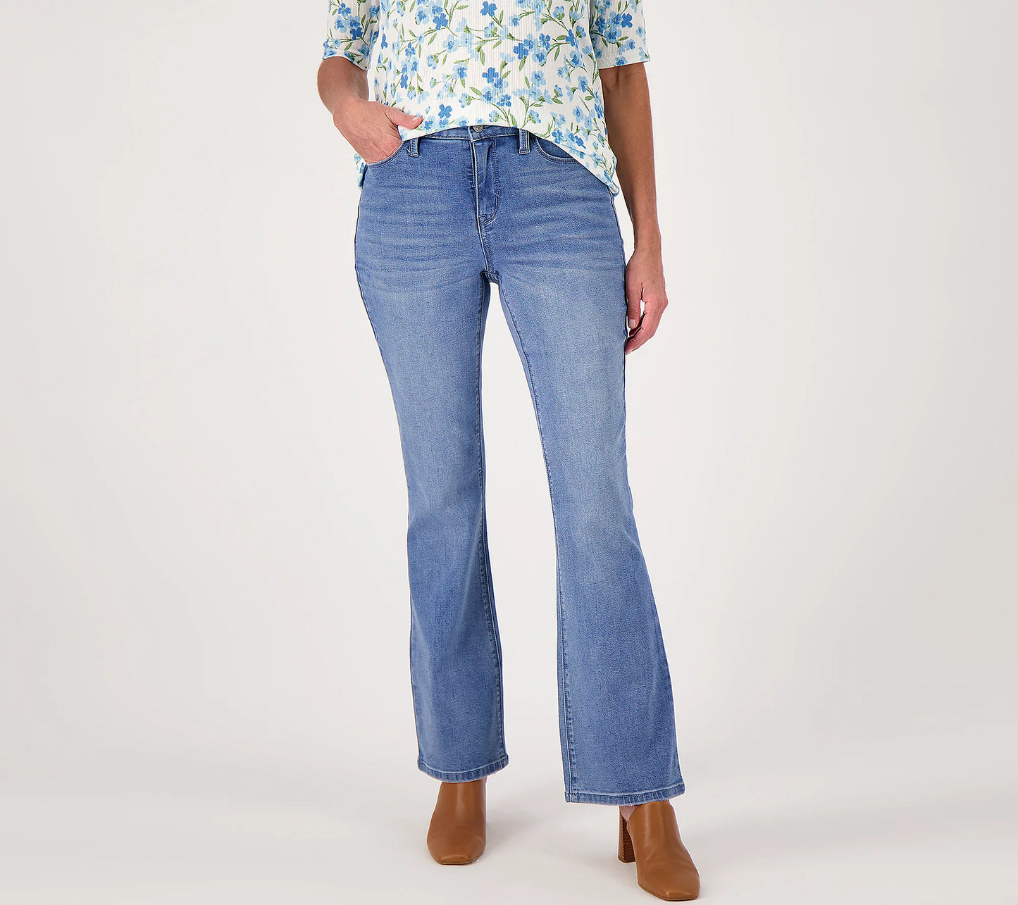 Laurie Felt Women’s BFF Denim 5 Pocket Boot Cut Jeans- Medium Vintage