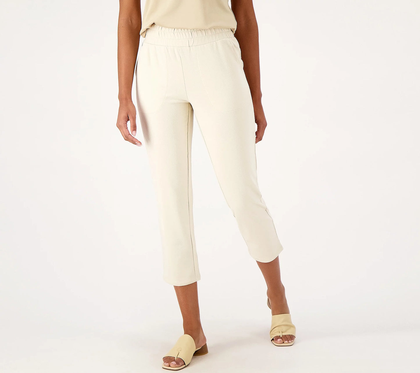 Belle Beach by Kim Gravel Women’s Petite French Terry Crop Pants