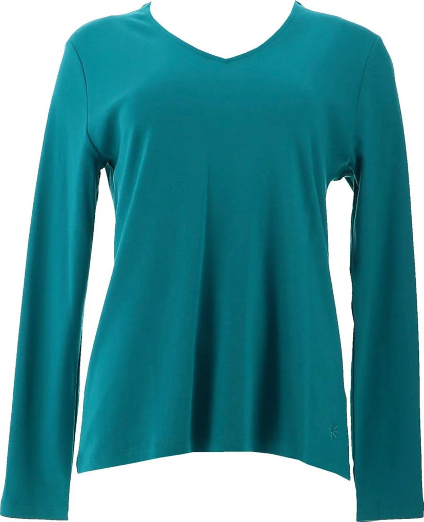 Issac Mizrahi Live! Women’s Essentials Pima Cotton V-Neck Top