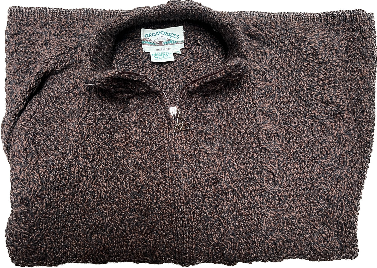 Aran Craft Merino Wool Women's Long Zip-Front Cardigan