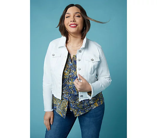 Denim & Co. Paisley Print V-Neck Button Front Women's Top