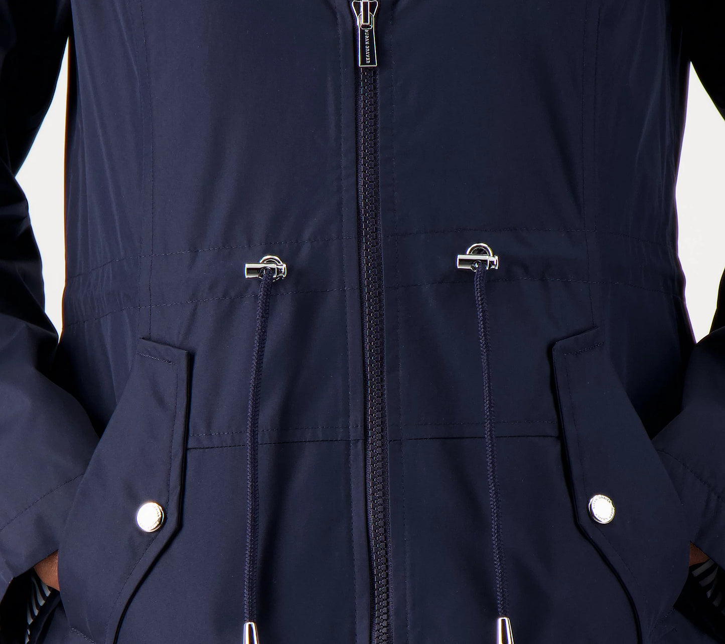 Susan Graver Women’s Water Resistant Zip Front Jacket with Stripe Lining